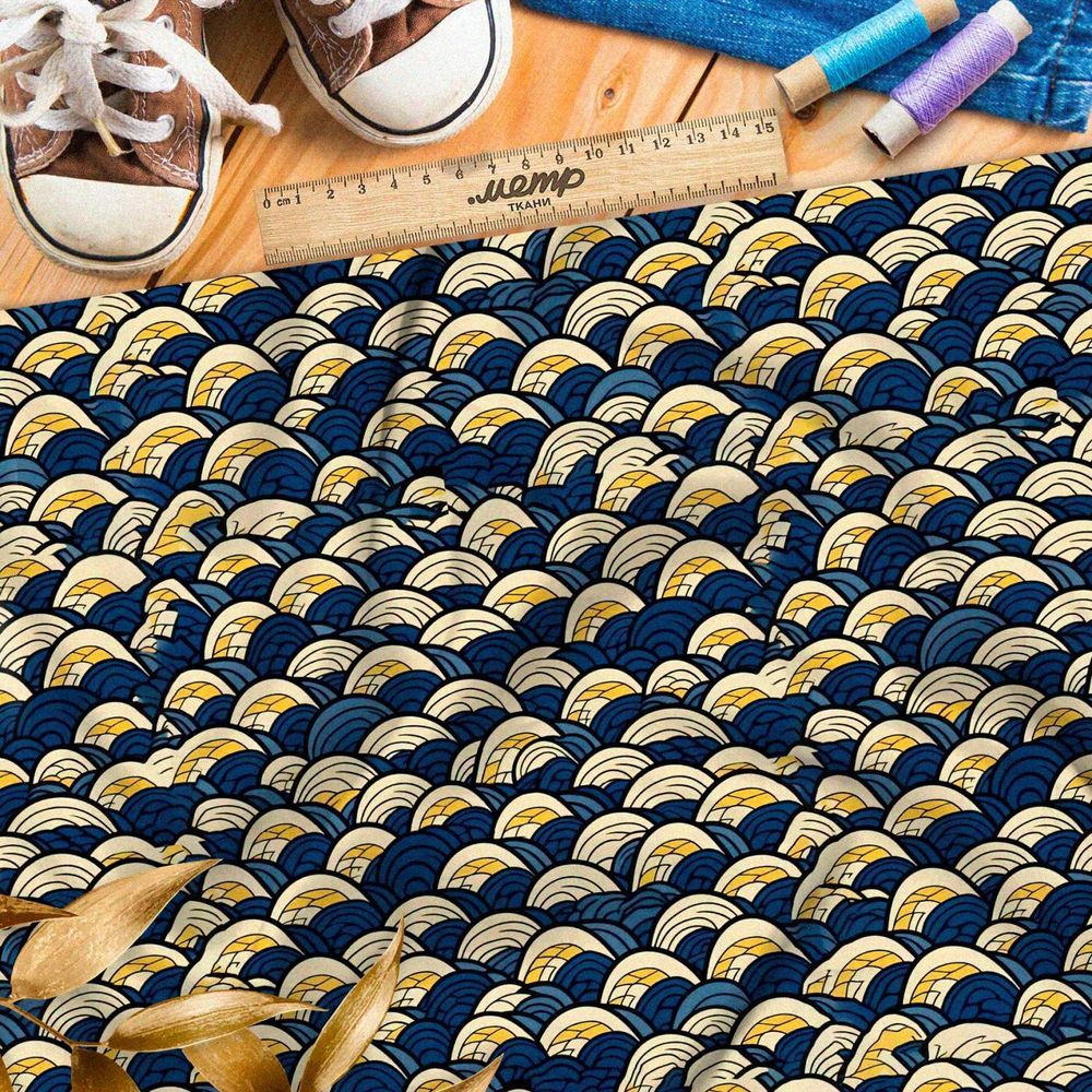 Ткань Барби золотые волны