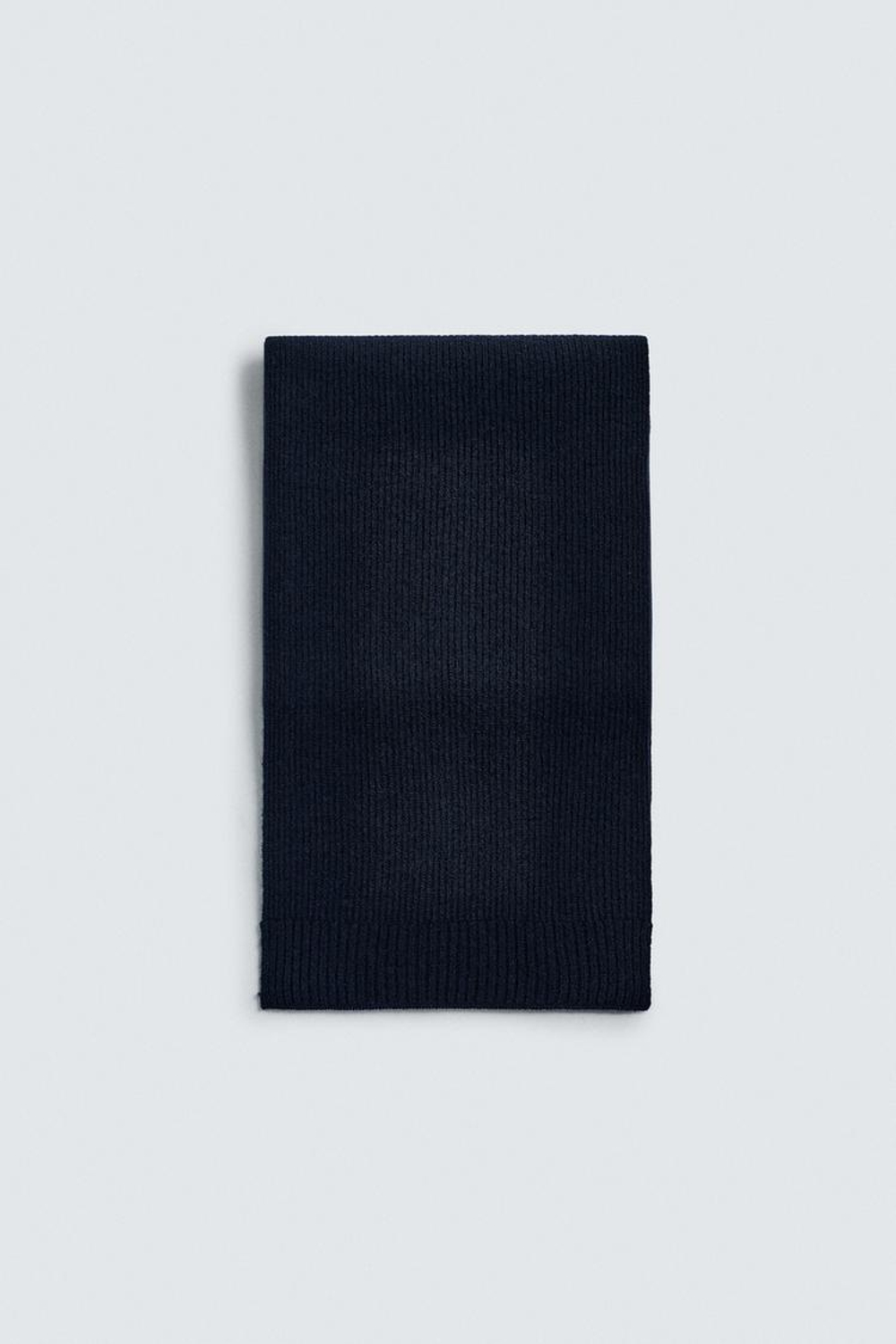 ZARA ВЯЗАНЫЙ ШАРФ ИЗ 100% ШЕРСТИ, МОРСКОЙ СИНИЙ