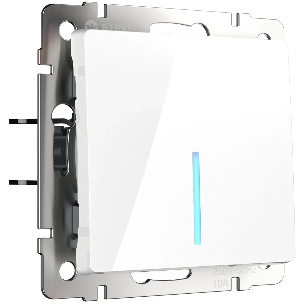 Выключатель одноклавишный проходной с подсветкой (белый) W1112101