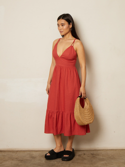 Сарафан льняной с воланом