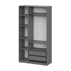 Шкаф распашной с наполнением (7 полок + 2 ящика + штанга) ШК 5 (1200), Графит