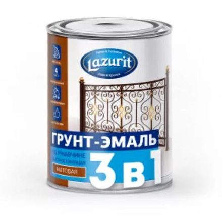 Грунт эмаль по ржавчине быстросохнущая белая глянцевая RAL 9003 0,9кг LAZURIT