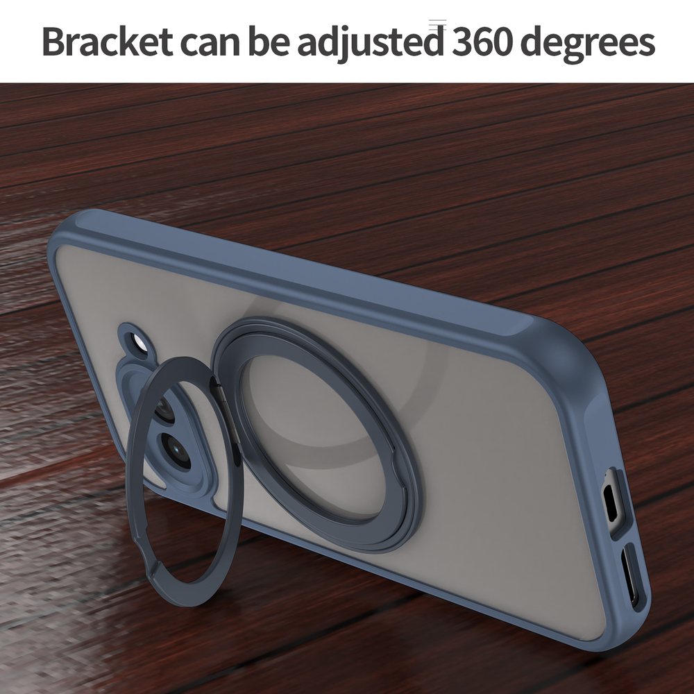 Чехол синего цвета для Google Pixel 9a с магнитным поворотным кольцом-подставкой