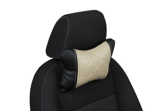 Автомобильная подушка "Косточка" под шею из экокожи "Ромб"