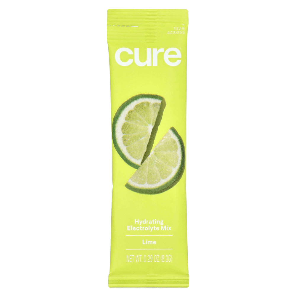 Cure Hydration, смесь электролитов для гидратации, лайм, 14 пакетиков по 8,3 г (0,29 унции) каждый