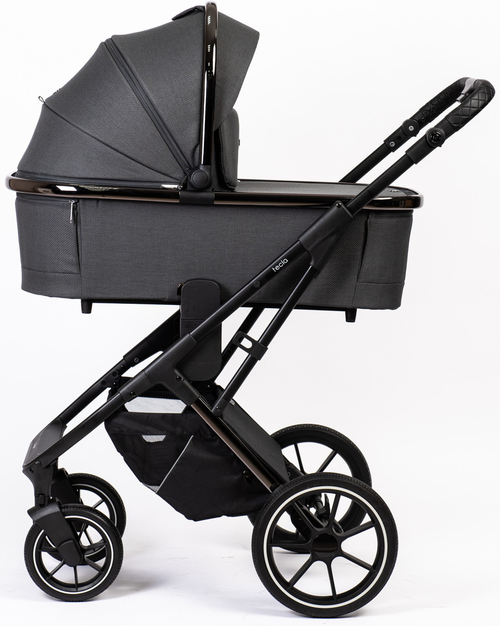 Детская коляска Peppy Tecla 3 в 1 с автокреслом Rise Milk Shadow Antrazit Chrome Edition (Графитовый)