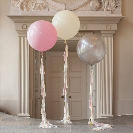 Baby girl pink&grey set (3 шара) +tassel