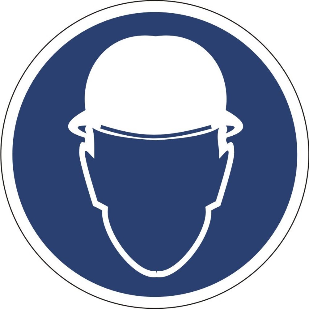 Знак M02 Работать в защитной каске (табличка, наклейка)