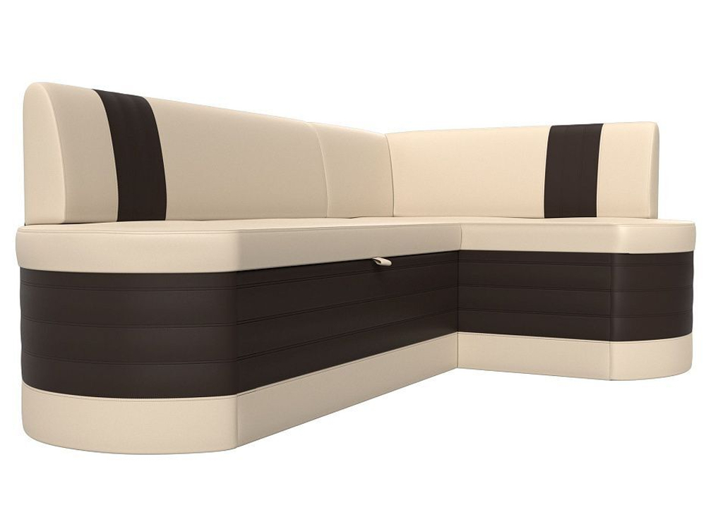 Диван кухонный угловой Токио правый угол, Бежевый\Коричневый, Экокожа, 28649