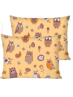 Наволочка комплект 2шт поплин Сказка "Совята" 50x70 см