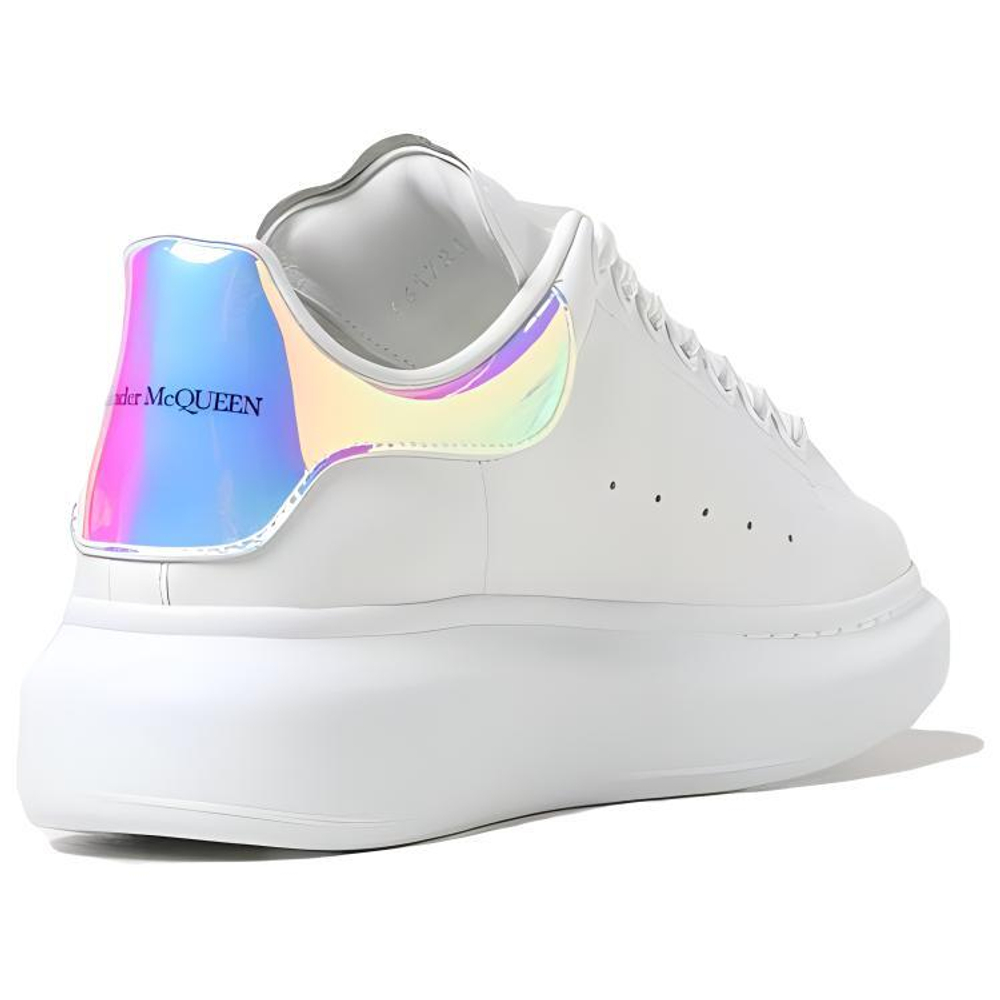 Alexander McQueen Alexander McQueen Cowhide Oily Laser Shoe Tail Fashion sneakers Women's White # Gift Recommendation