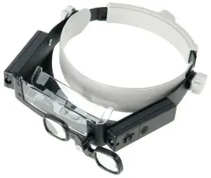 Лупа Kromatech налобная 1,5/3/6/8/17x, с подсветкой (2 LED) MG81007-P