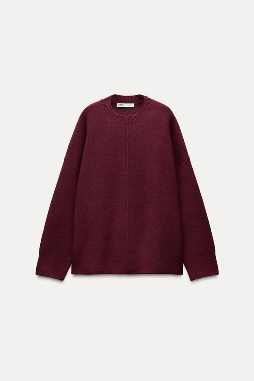 ZARA ОДНОТОННЫЙ СВИТЕР, ЦВЕТ БУРГУНДСКОГО ВИНА