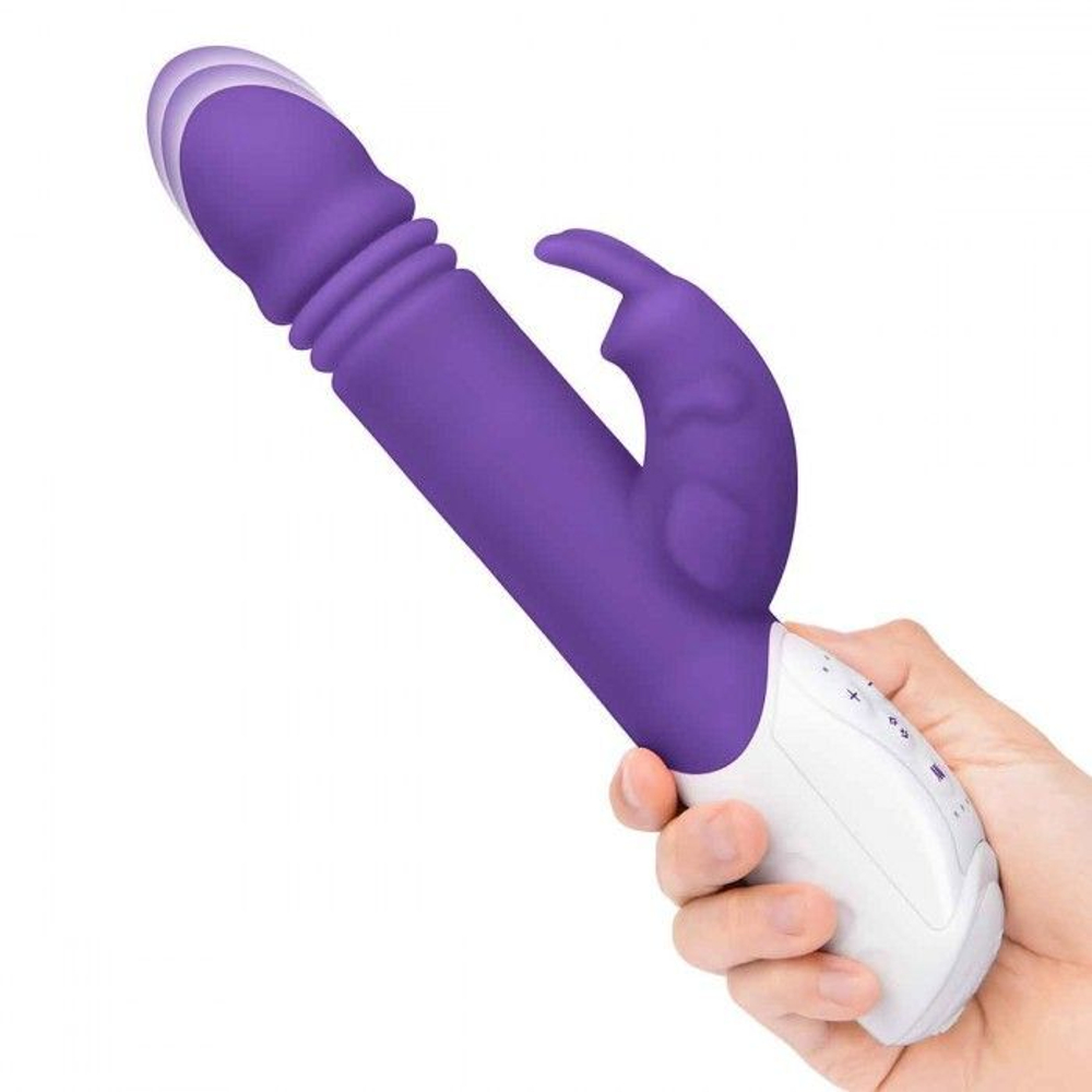 Фиолетовый пульсирующий вибромассажер G-Spot Thrusting Rabbit - 24 см. (Цвет: фиолетовый)