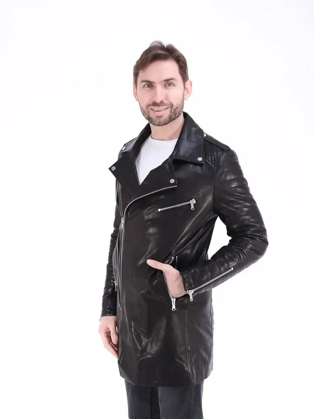 Плащ мужской кожаный, куртка мужская