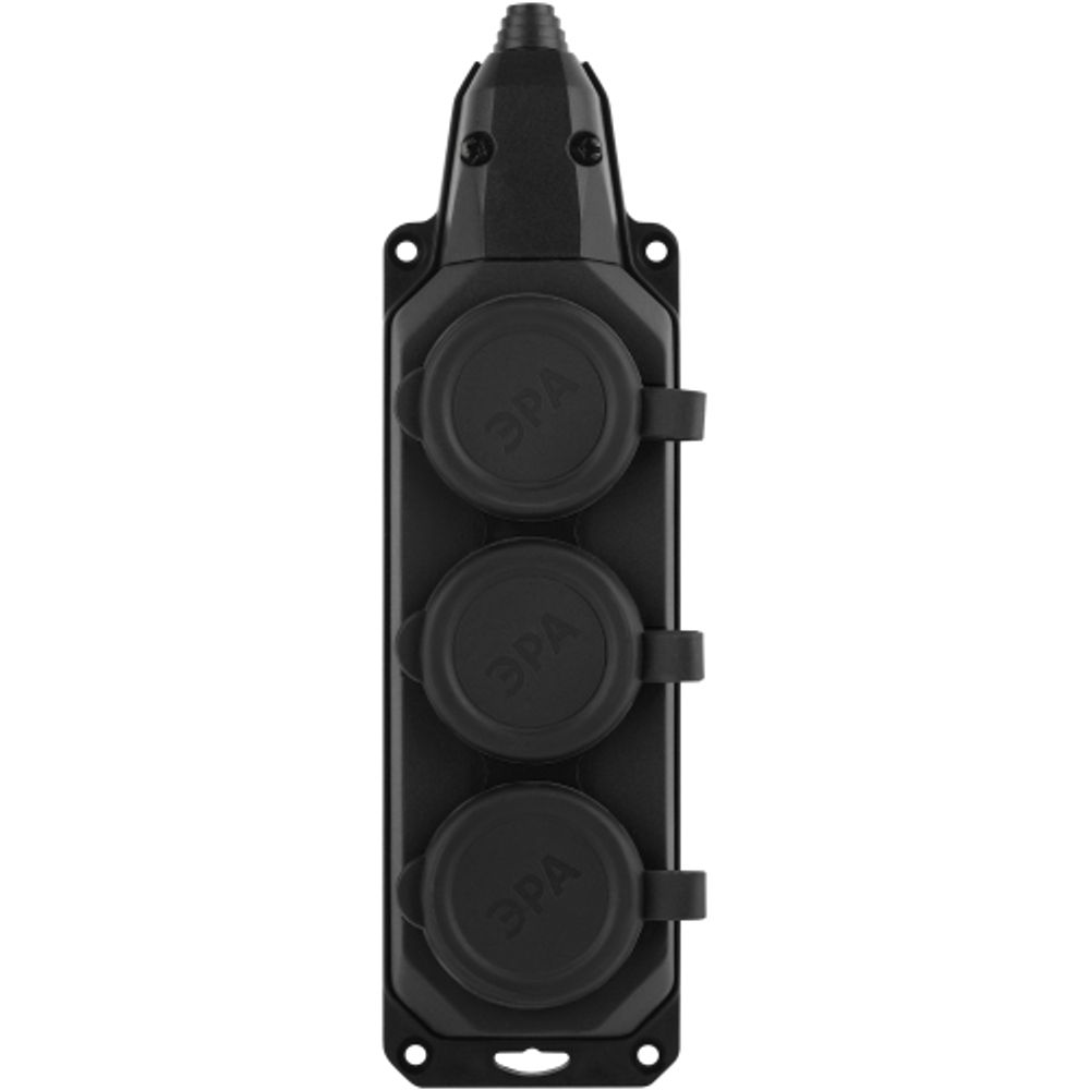 Колодка ЭРА K-3e-B-IP44 каучуковая с заземлением 3 розетки 16A IP44 черная | Колодки