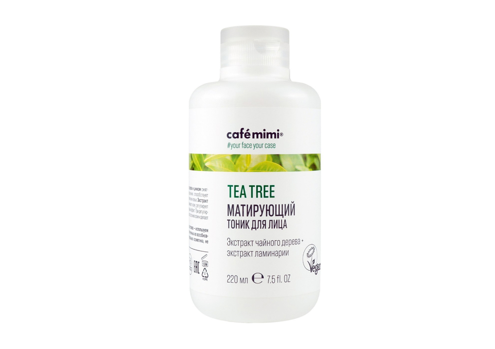Cafe mimi Tea tree Тоник для лица, матирующий, 220 мл