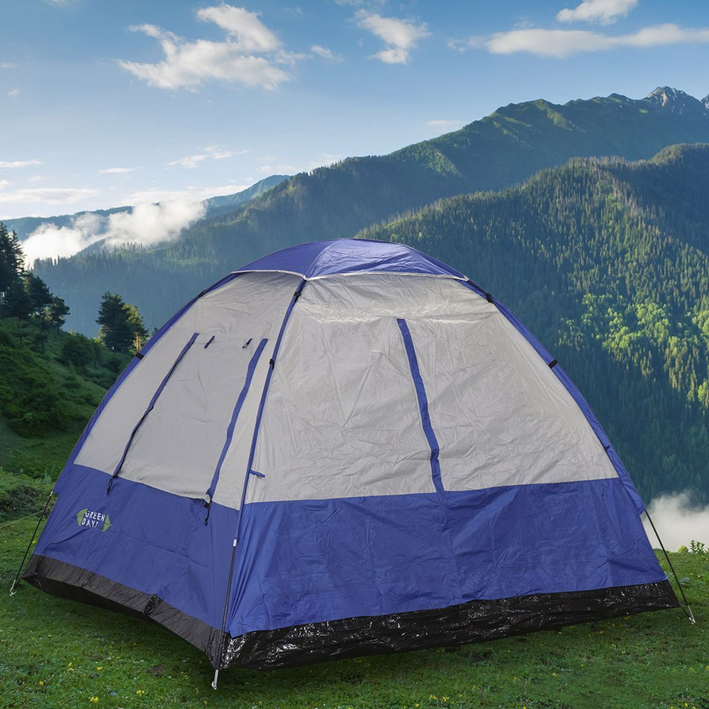 Палатка 4-мест, 240х210х160 см, 1 сл, 1 комн, мос сет, Green Days, GJH008-4