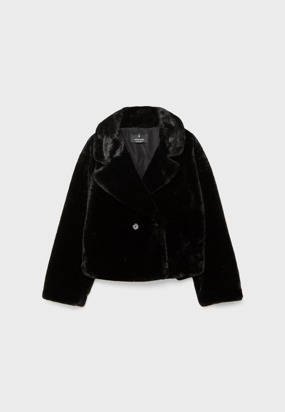 STRADIVARIUS Шуба из искусственного меха, черный