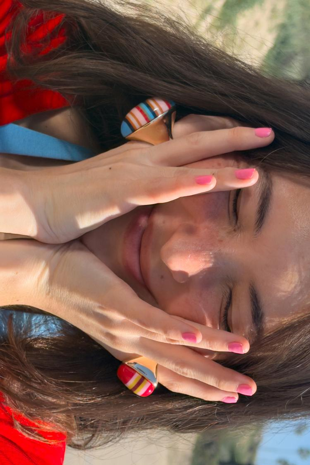 ZARA НАБОР ИЗ 2 КОЛЕЦ С ПОЛОСКАМИ ИЗ СМОЛЫ, РАЗНОЦВЕТНЫЙ