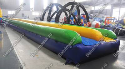Водная горка с надувным дном, герметичная ТУРБО "Цветная", 30*4*1 м.