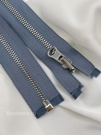 Молния серая серебро с перекидным бегунком