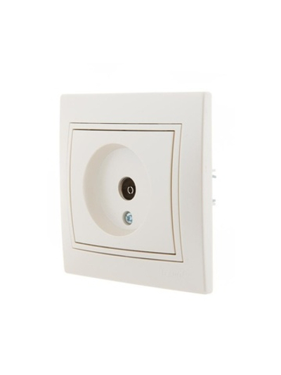 Розетка телевизионная проходная TV СП Mira 16А IP20 со вставкой жемчуж./бел. перламутр. LEZARD 701-3030-129