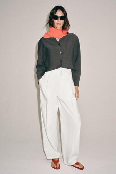 ZARA БРЮКИ-BARREL — ZW COLLECTION, БЕЛЫЙ