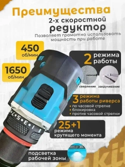 Набор Аккумуляторного Инструмента 3в1 Mkta. 21В 6 Ач / Шуруповерт, Гайковерт, Болгарка