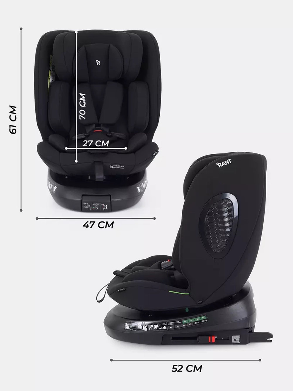 Автокресло RANT AY819 "HELIX" isofix Black (40-150см)