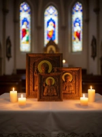 Освященная Икона Николая Чудотворца 21,5х18.5 см., дуб