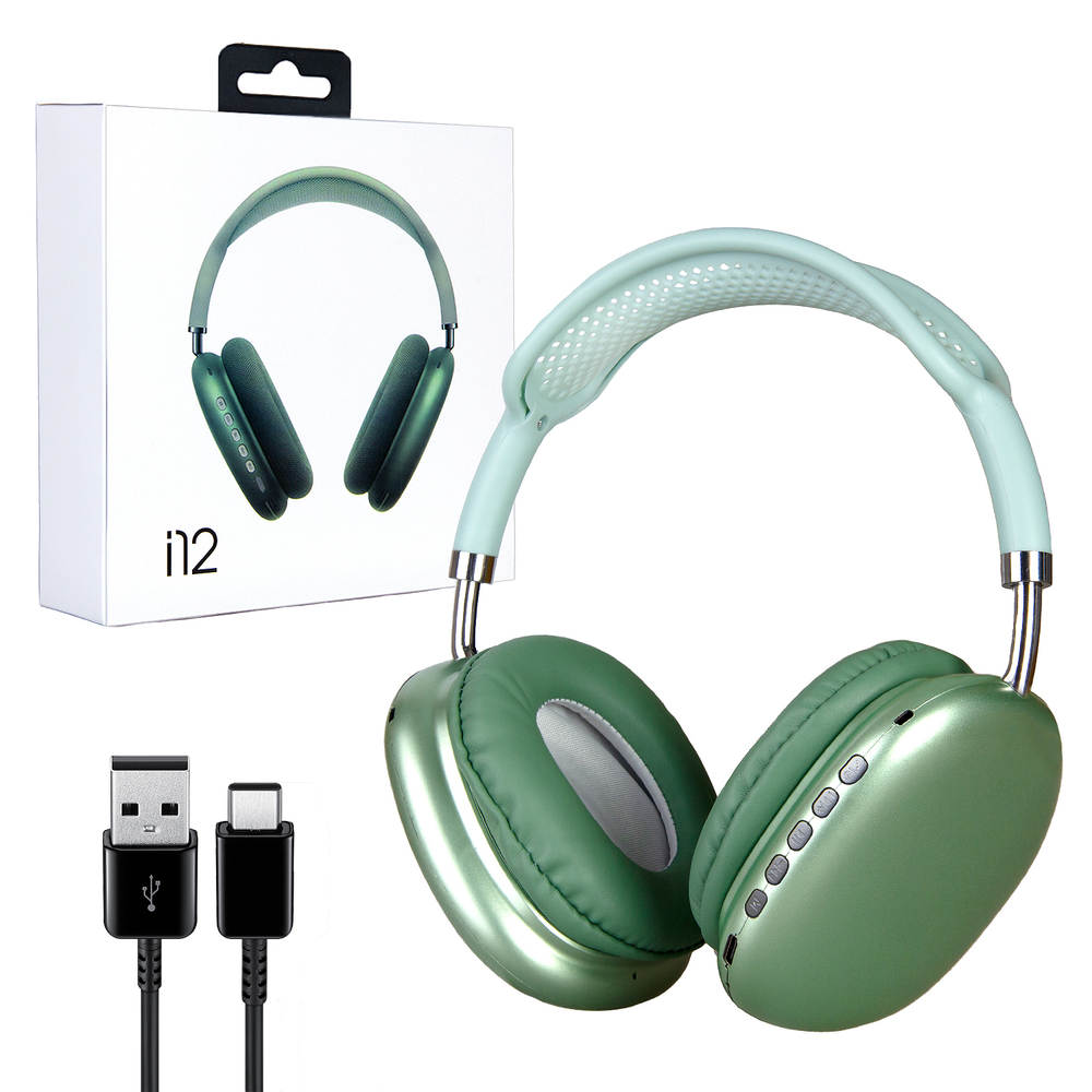 Полноразмерные Bluetooth наушники i12 (зеленый)