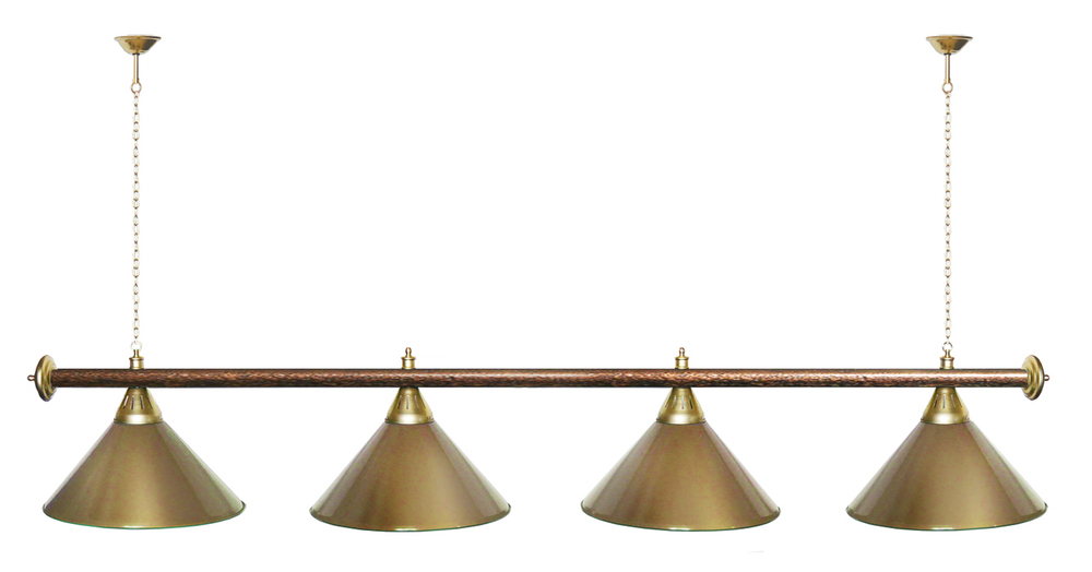 Лампа STARTBILLIARDS 4 пл. (плафоны зеленые,штанга зеленая,фурнитура золото)