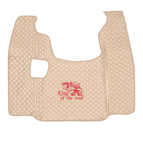 Ковры SCANIA 5 серии G (механика), (экокожа, бежевый, бежевый кант, красная вышивка)