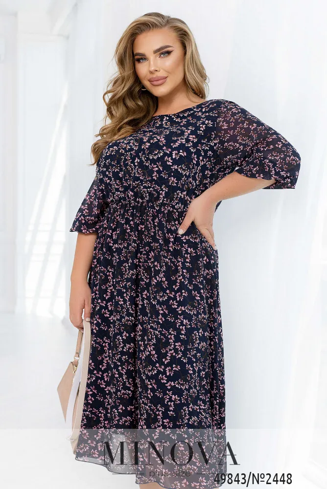 Платье 2448-синий-розовый Minova