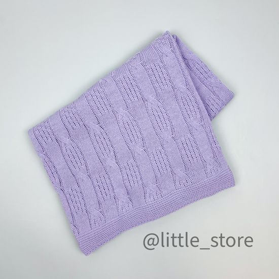 Плед вязаный Лаванда, хлопковый; 90х100