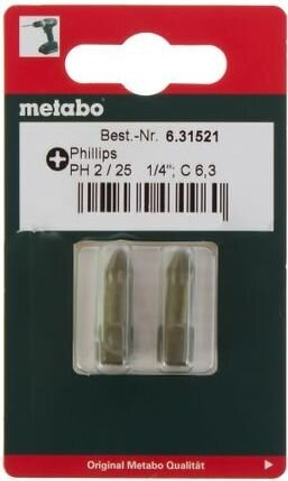 Бита METABO Torsion Phillips PH 2х25мм,2шт (631521000)