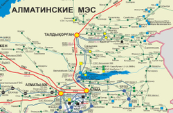 «Карта-схема Электрических сетей 1150-500-220-110кВ ЕЭС Республики Казахстан» (150*230 см) 2025 год