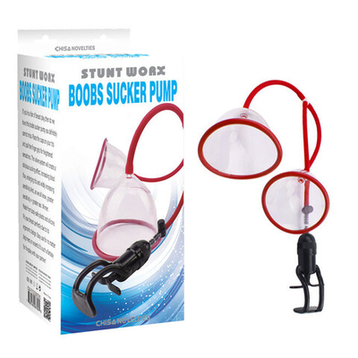 Вакуумная помпа для груди Boobs Sucker Pump (Цвет: прозрачный с красным)