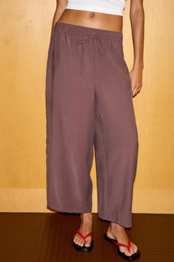 ZARA БРЮКИ-ПИЖАМА BALLOON, ТЕМНО-БАКЛАЖАНОВЫЙ