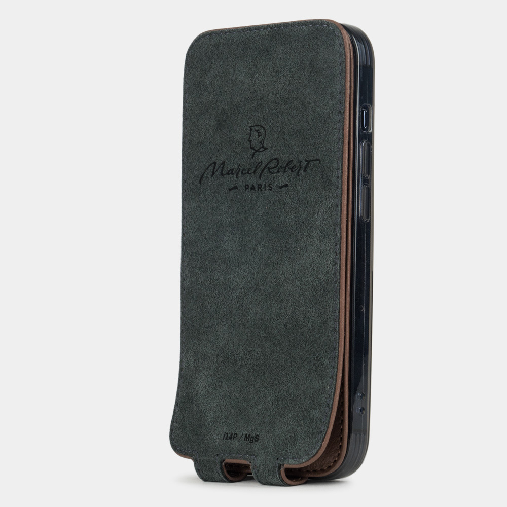 Чехол для iPhone 15 Pro из кожи козы, коричневого цвета