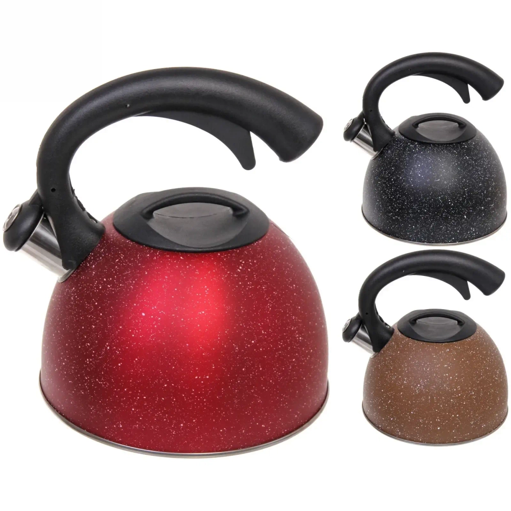 Чайник из нержавеющей стали 3 л «Мрамор» со свистком,микс