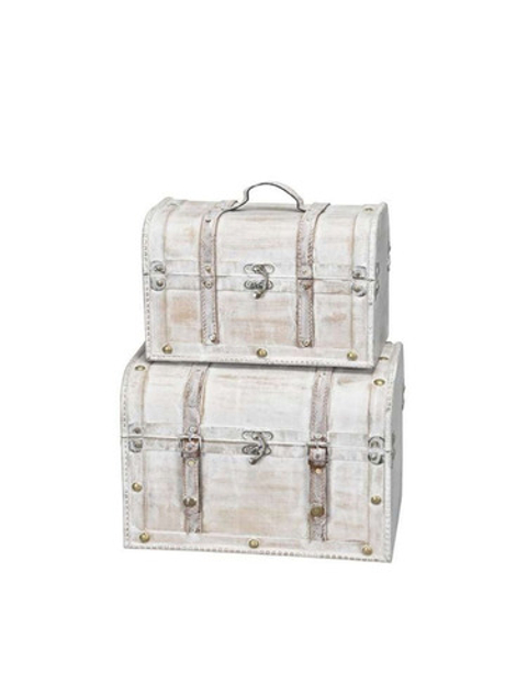 Набор из 2-х декоративных саквояжей белые 30x19x20см/35x23,5x25 см + 4,5/5 см ручки