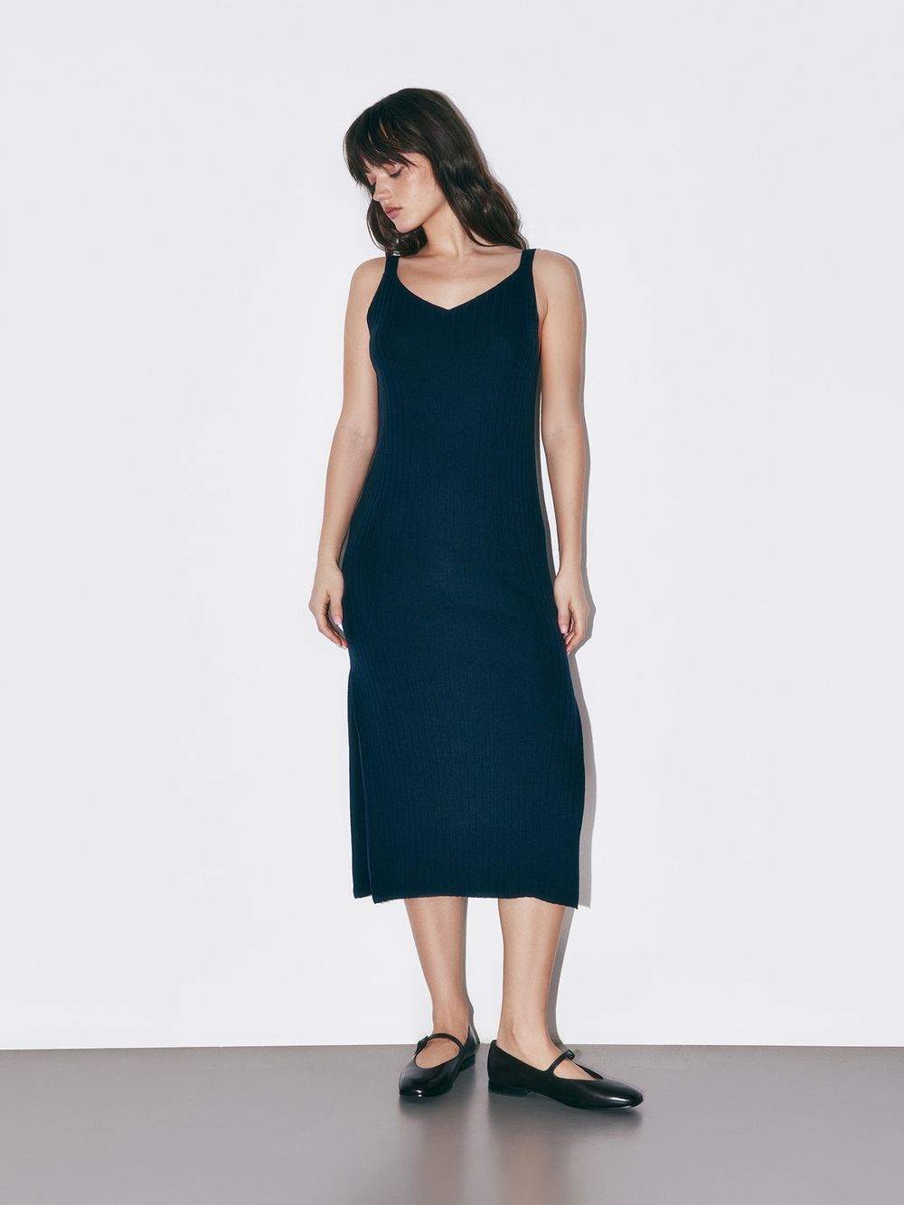 Платье сарафан вязаное "Темно-синее" женское