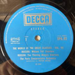 Винтажная виниловая пластинка LP London Symphony Orchestra, Paris Conservatoire, Peter Maag, The World Of The Great Classics Vol.7 (Англия 1970)