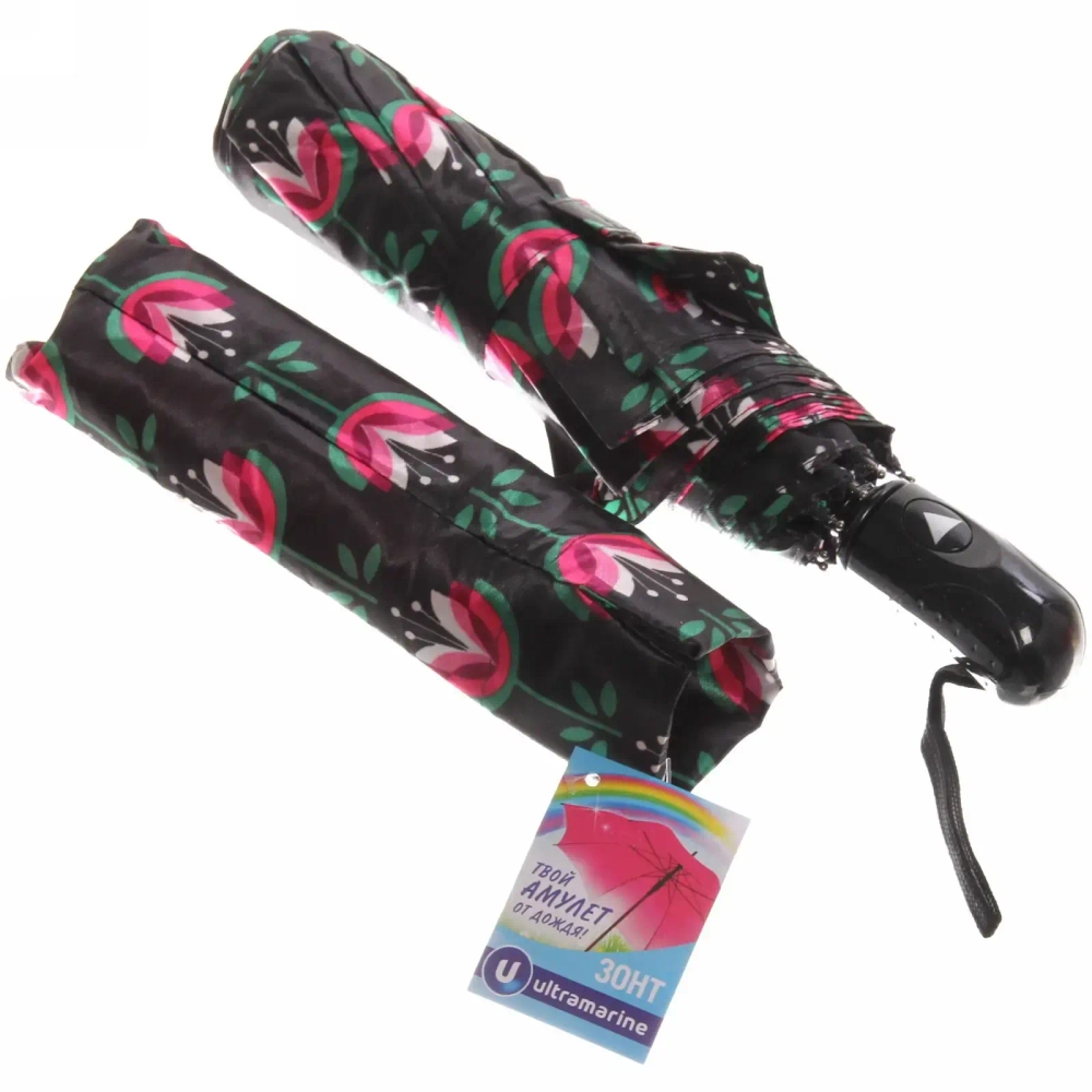 Зонт женский полуавтомат «Ultramarine - Венера», микс 6 цветов, 8 спиц, d-100см, длина в слож. виде 28см, голубые цветы