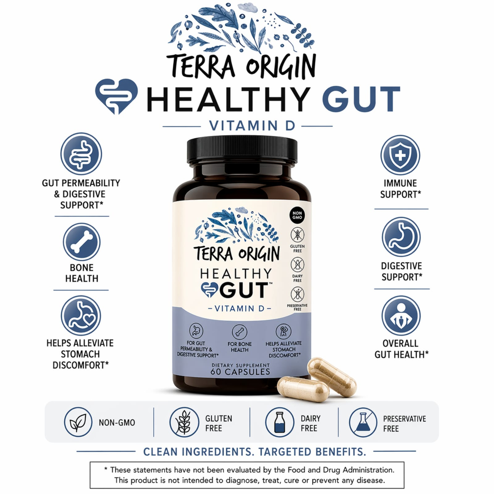 Terra Origin, Healthy Gut™, капсулы с витамином D, 60 капсул