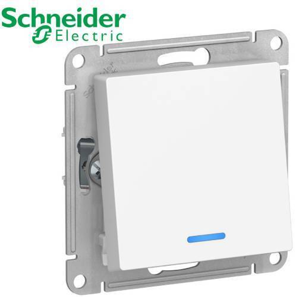 Переключатель 1-кл с подсветкой (белый) AtlasDesign Schneider ATN000163