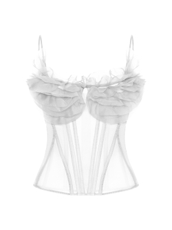 Топ-бюстье из тонкой органзы декорированный воланами