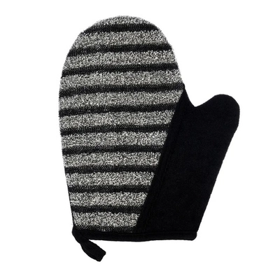 Мочалка «Мужская» варежка, 18х22 см, medium/soft, чёрно-серая, для бани и сауны «Банные штучки»/ 30
